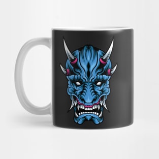 Illustrated Blue Oni Demon Mug